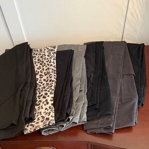 Assorted Lot of 7 Leggings- All Medium Women's - Black, Gray, Leopard Print